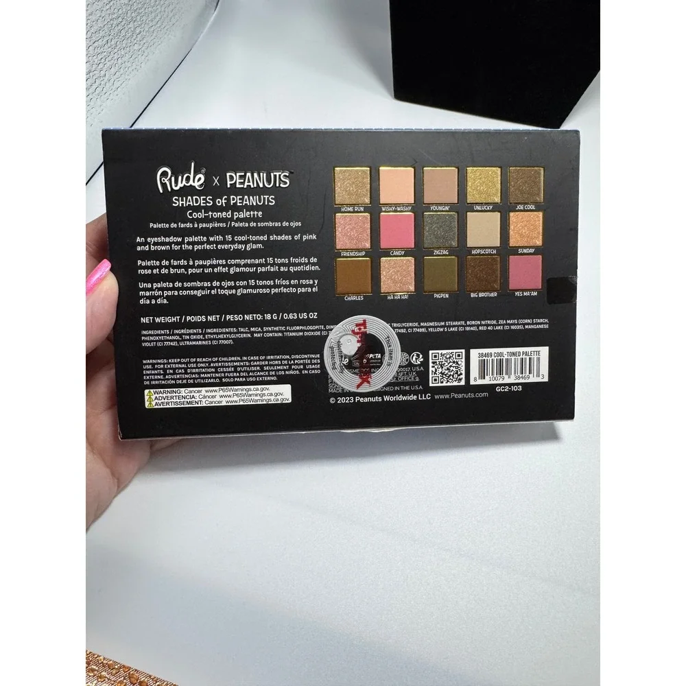 Rude Cosmetics x Peanuts Shades of Peanuts 15 Color Eyeshadow Palette Cool Toned
